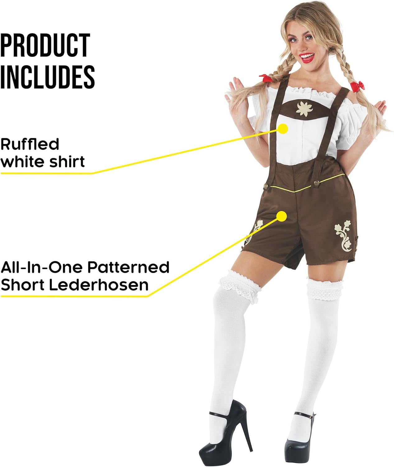 fun shack Womens Lederhosen Costume, German Lederhosen Costume Women, Bavarian Oktoberfest Costumes Women - Image 2