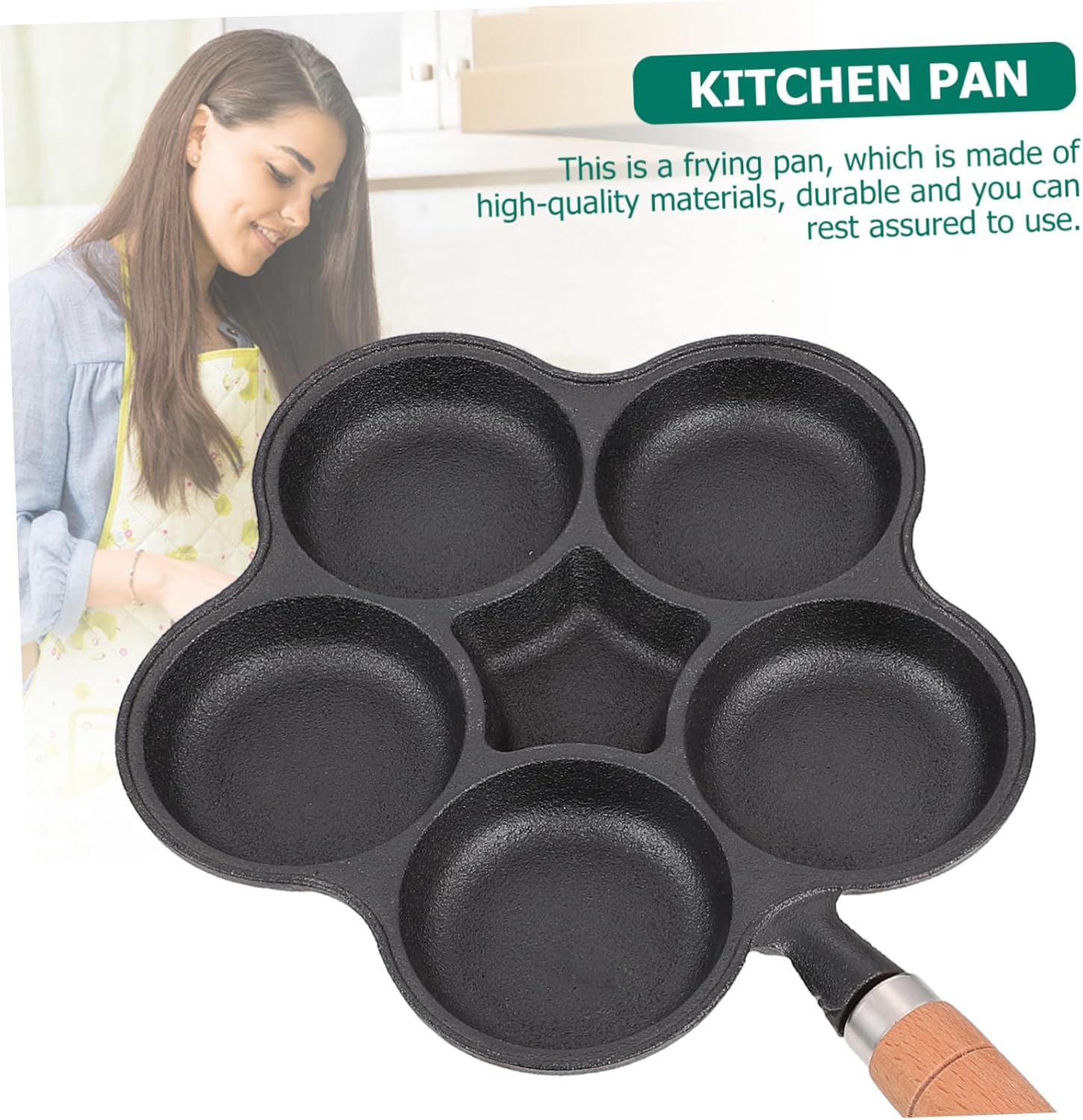 GLEAVI 1pc Five-hole Non-stick Frying Pan Ergonomic Design for Cooking Pancakes and Eggs Safe Hot Handle for Induction and Gas Stoves Kitchen Essential