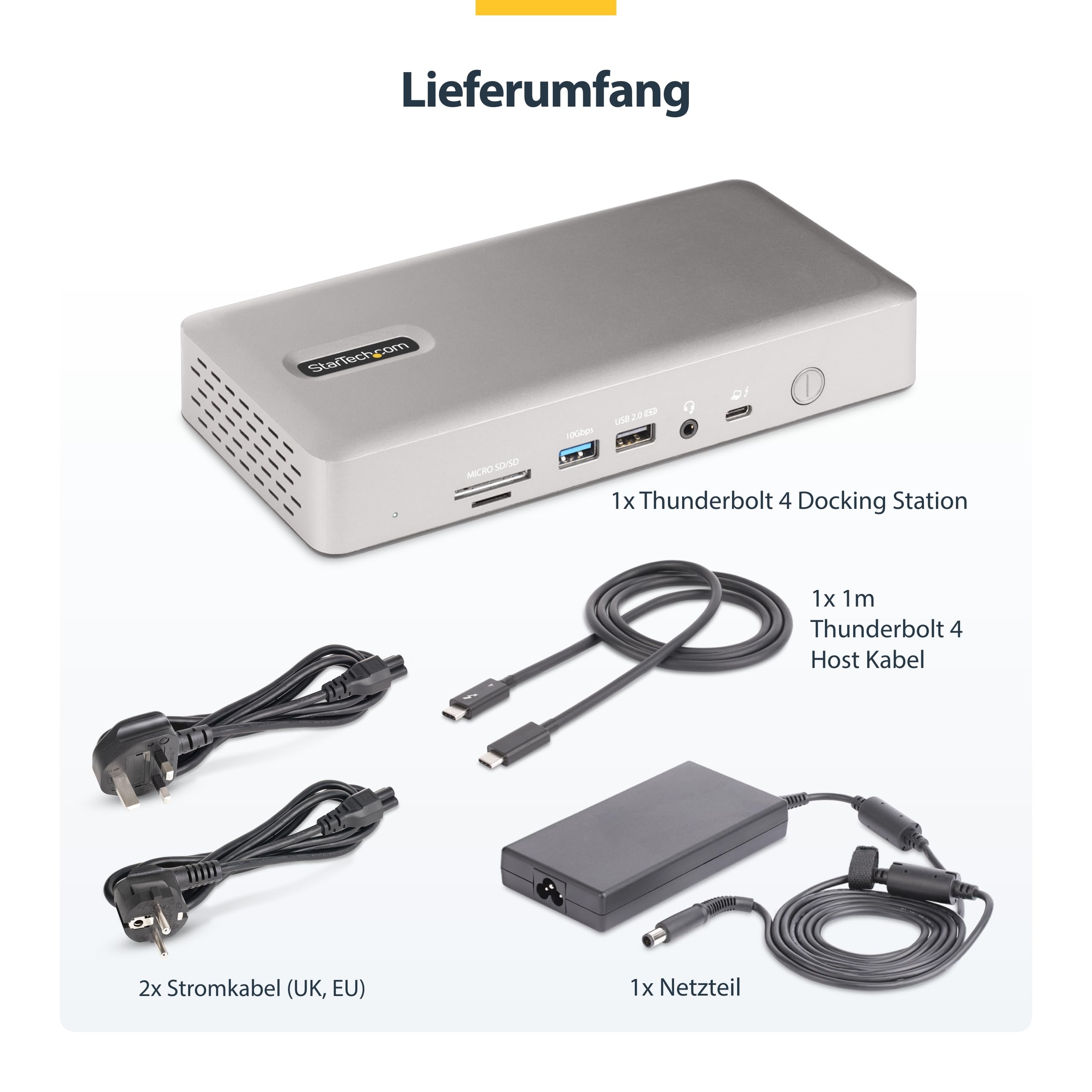 StarTech Thunderbolt 4 USB4 Dockingstation, Quad 4K Win, Dual 4K Mac, 100W | MacBook Pro, M4 Air, 2x HDMI, 2x DisplayPort, 40Gbit/s, Treiberlos, 16-Port, 98W PD