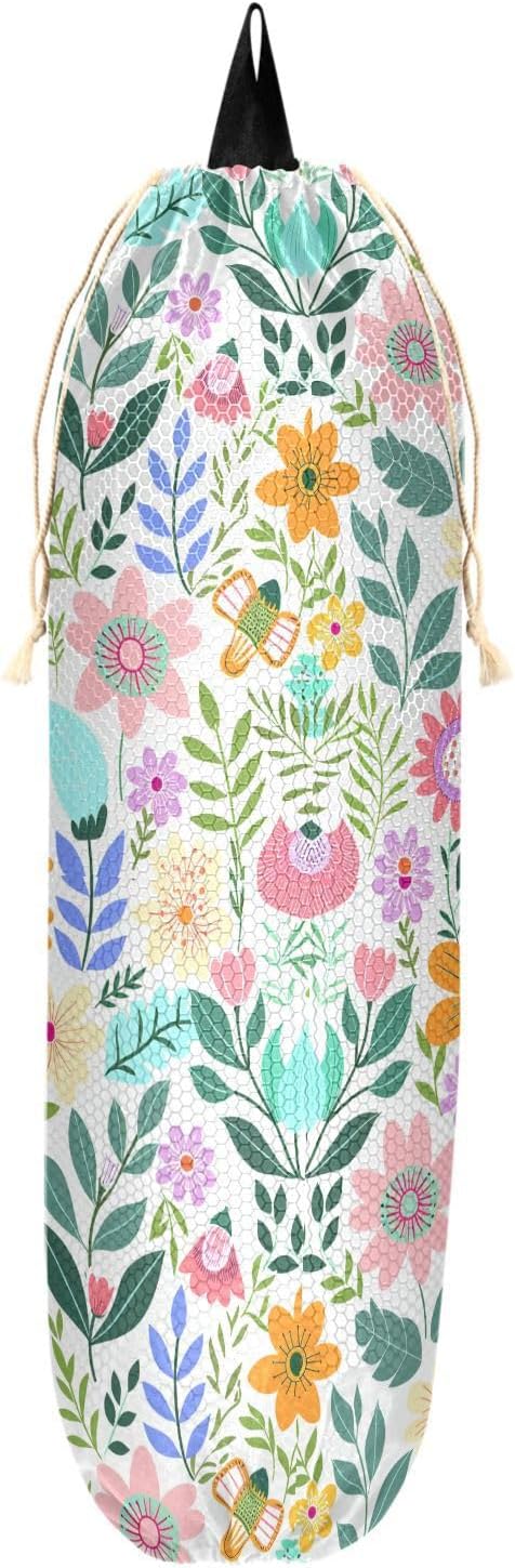 Plastic Wall Mount Organizer Reusable Shopping Bag Organizer for Home Family Friends Grandma Mom (Summer Multicolor Floral Brilliance)