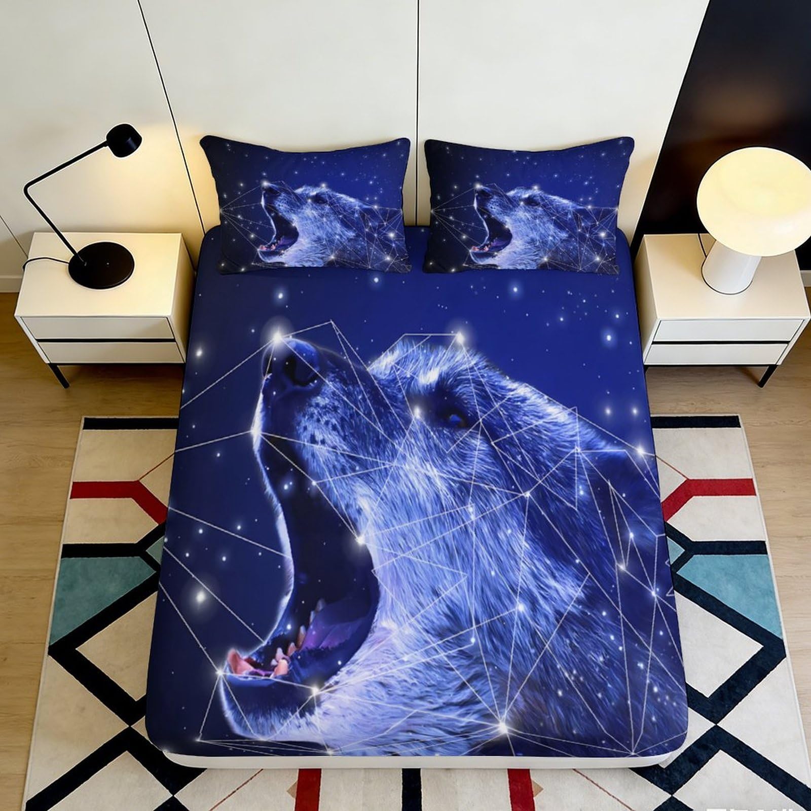 3D Printed Cosmic Nebula Fitted Sheet Microfiber Soft Breathable Galaxy Starry Sky Mattress Cover for Bedroom Dormitory Guest Room Mattress Protection 200x200x25cm