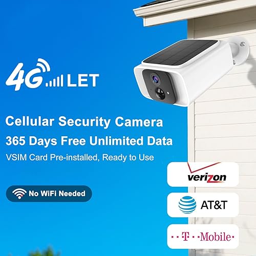 Miniatura 2 de Cámara de seguridad celular solar 4G LTE inalámbrica para exteriores, sin cámara de seguridad WiFi, datos ilimitados gratuitos de 365 días, sensor
