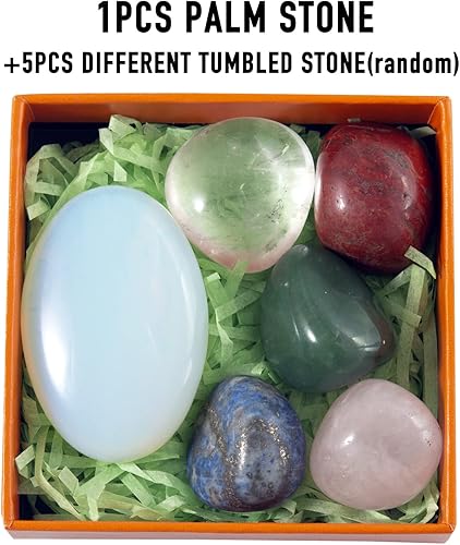 Miniatura 8 de 1 piedra natural de balmatín ovalada de 2.4 pulgadas + 5 piedras naturales, piedra de palma dálmata de cristal real STINO para Anxitey, piedras