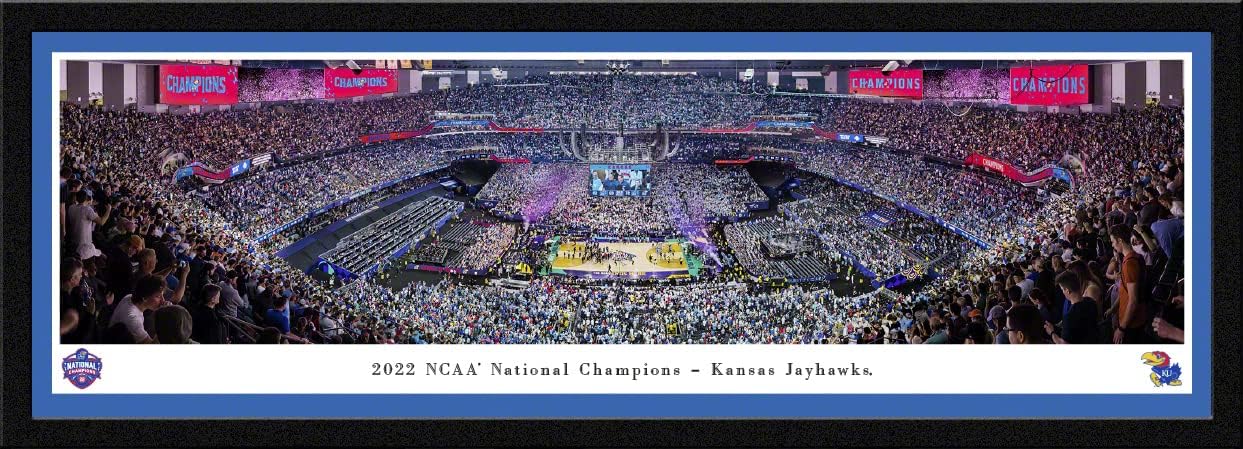 Kansas Jayhawks, 2022 NCAA National Basketball Champions - 42x15.5-inch Single Mat, Select Framed Picture by Blakeway Panoramas