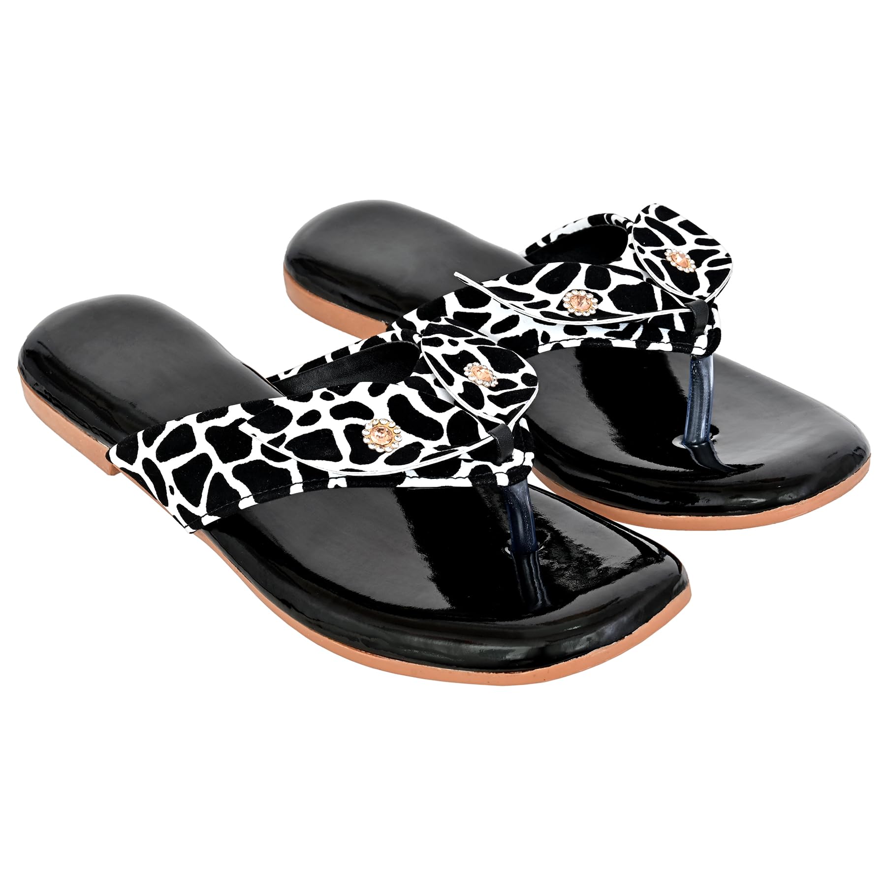 Women's Flats Antiskid Fashinable Daily Use Soft Cloth Rexine Velvet Durable Footwear Indoor Outdoor Chappal (13123)-image-19