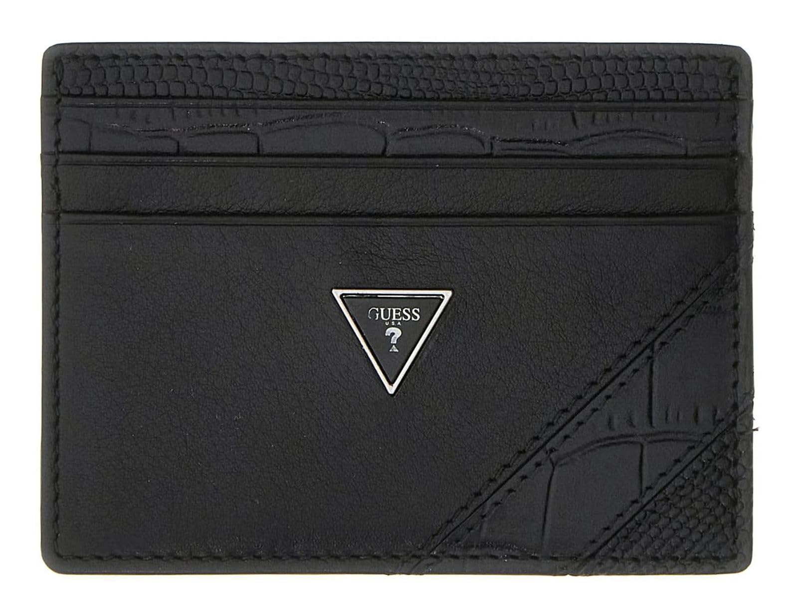 GUESS Pelle portacarte Torino Card Holder Exotic Stripe nero