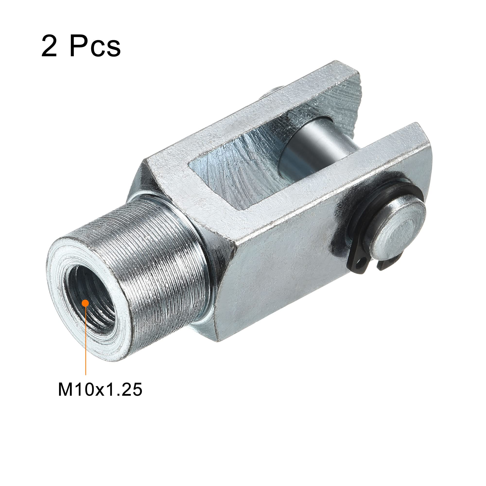 PATIKIL M10x1.25 Air Cylindre Tige Chape Terminale, 2 Paquet Femelle Filetage Y Connecteur 52mm Longueur pour Air Cylindre Pied Montage Travail, Argenté