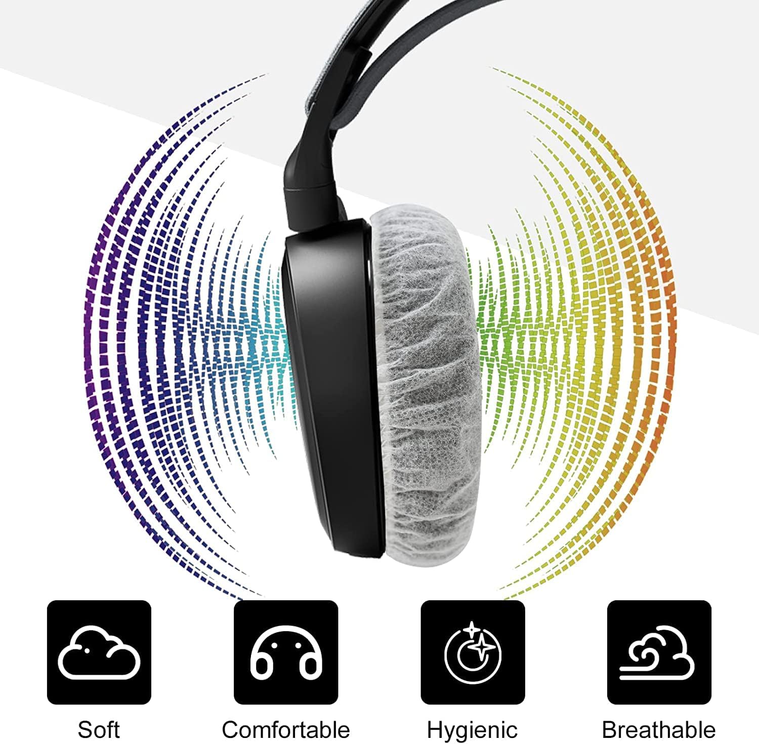 Fancystyle Pack of 200 Disposable Headphone Covers Sanitary Earpad Covers White 11cm - Image 3