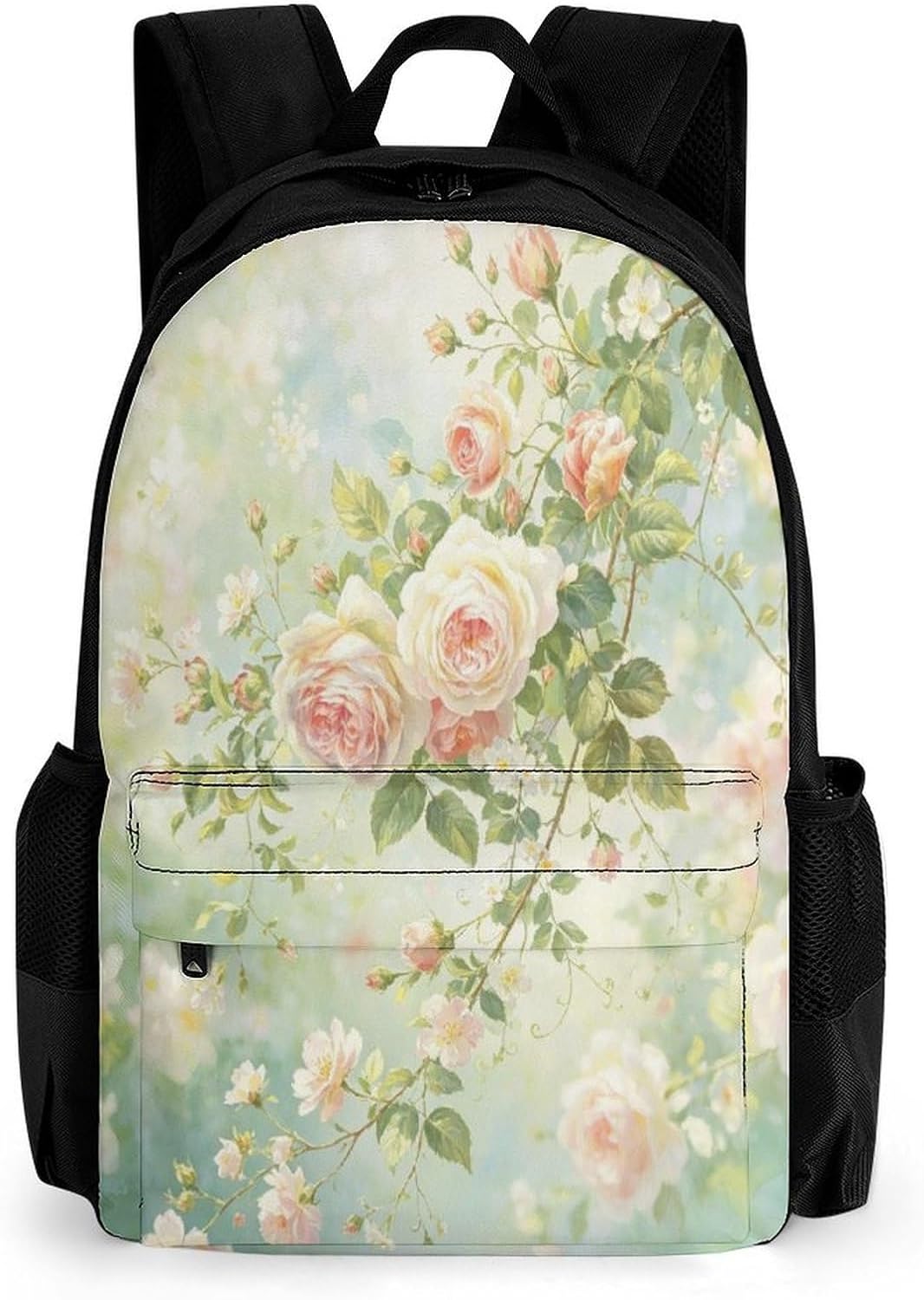 White Floral Backpack Daypack Travel Backpack | Lightweight Casual Laptop Backpack for Women Men Aesthetic Travel Bag for Weekender Business Hiking Outdoor