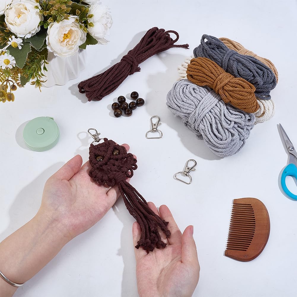 ACRNIGHEET 6PCS Owl Macrame Keychain Kit for Adults Beginners Owl Boho Macrame Keychain Craft Kits DIY Gift Idea Kits for Adults Purse Phone Bag Includes Step-by-Step Video Tutorials - Image 4