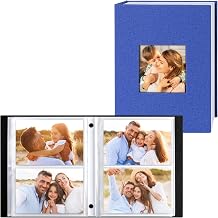 Ywlake Photo Album 4x6 200 Pockets 2 Packs, Linen Photo Albums Holds 200 Horizontal Pictures Only Blue