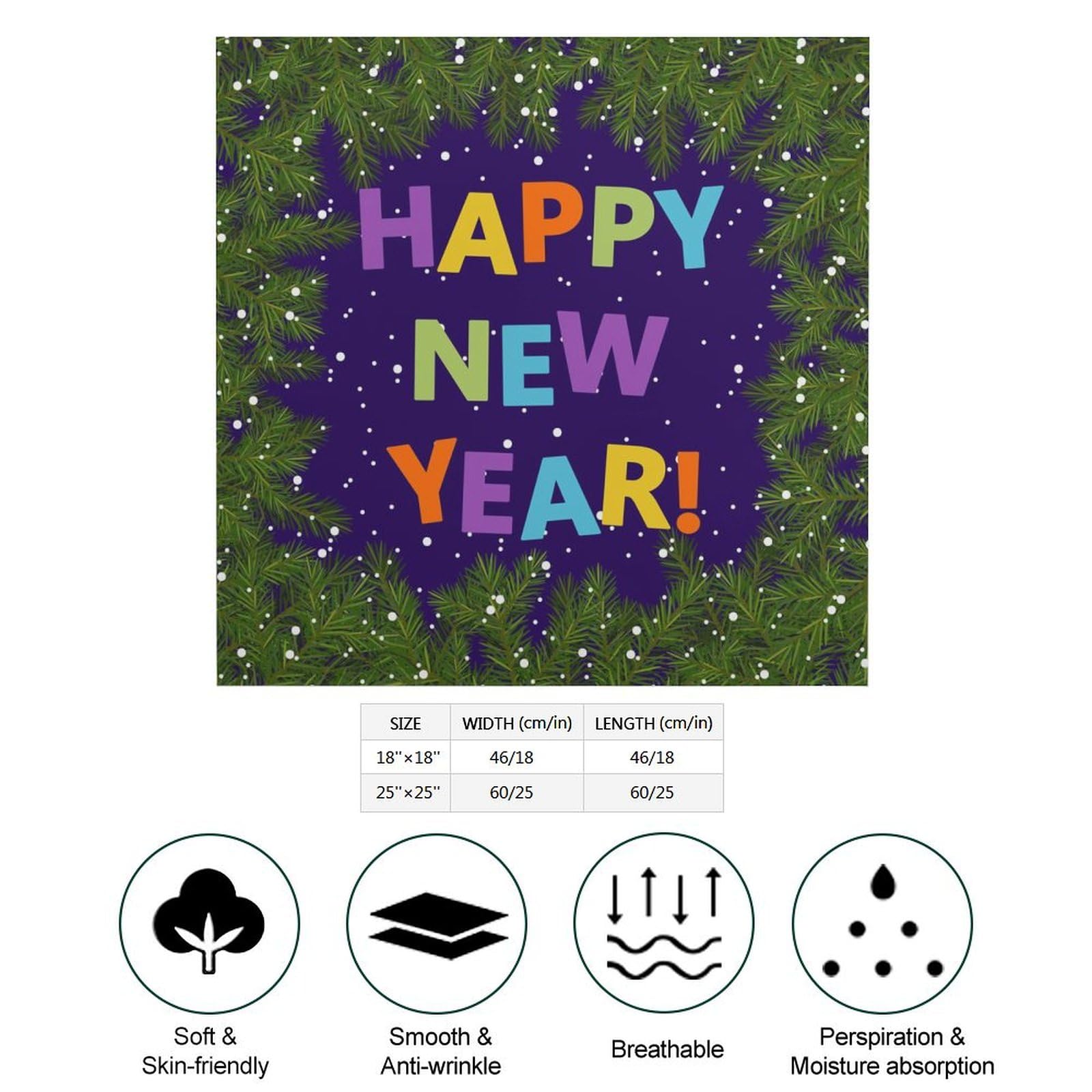 Csemeie Happy New Year 2025 Bandana Hair Scarf Headband Adjustable Neckerchief for Men Women Decor