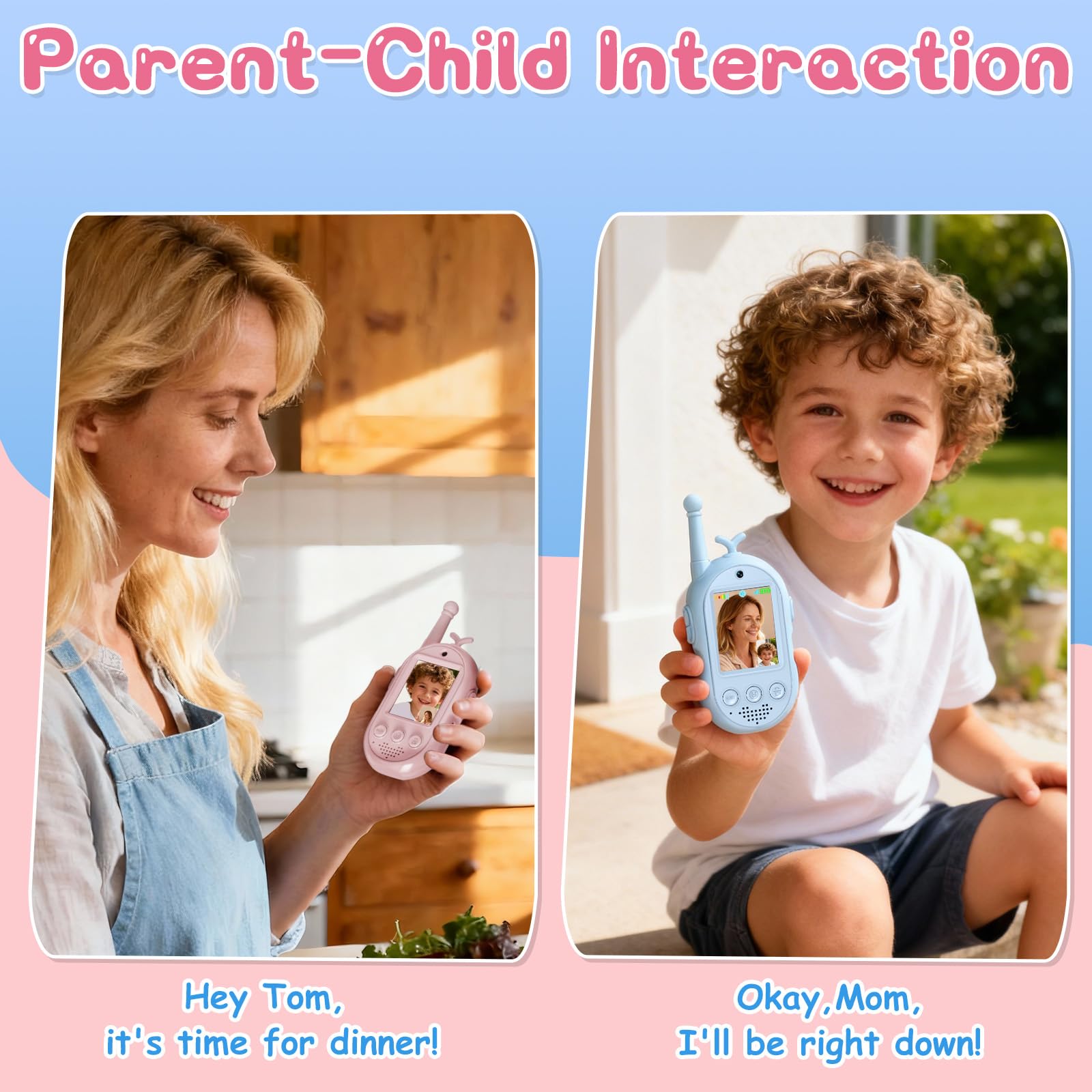 Video Walkie Talkie Kinder, 2er Set Walky Talky Aufladbar mit Display, 2-Way Radio Funkgeräte Große Reichweite, Weihnachten Geburtstag Geschenke Spielzeug für Jungen und Mädchen von 3-12 Jahren