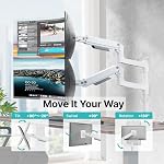 PEGZONE Arme de double moniteur pour 17-49-49, Moniteurs ultralarge, Supports de double moniteur lourd 44 lbs, support de bureau vertical à gaz de ressort à mouvement complet, 75/100 VESA Mont, blanc