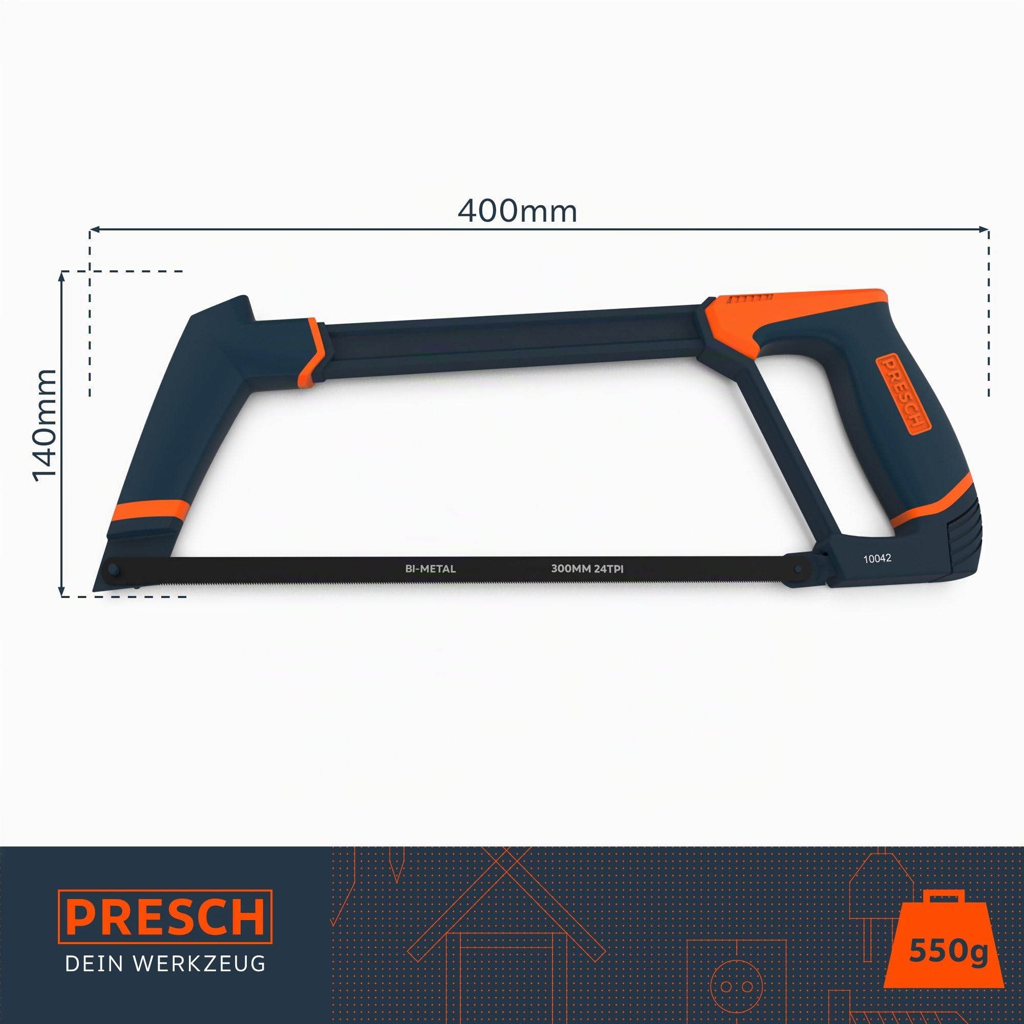 Presch sierra de arco metálica 300 mm - sierra de metal con hoja intercambiable - profesional - sierra fina