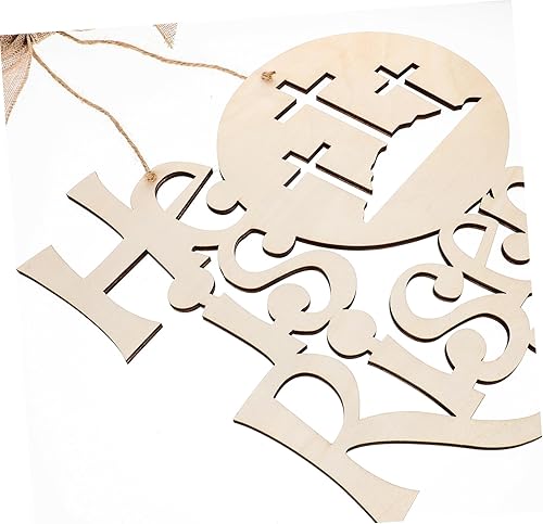 Miniatura 7 de MUCKLILY Colgante de Pascua para puerta delantera, decoración con texto en inglés "He Is Risen", letrero rústico de primavera religioso, letrero de