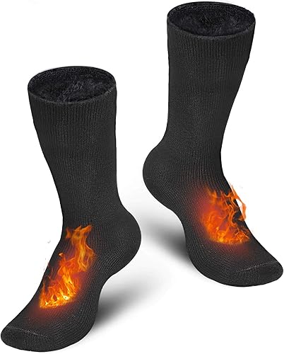 Bymore 2Pairs Thermal Socks for Men,Heated Thick Crew Socks,Warm Winter Socks Insulated Cold Weather