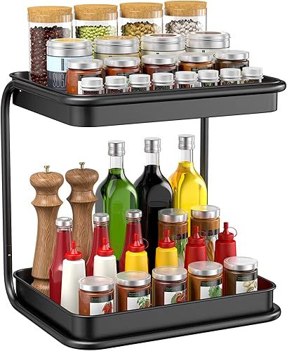 2 Tier Spice Rack Organizer HEROPIE Bathroom Counter Organizer Desktop Makeup Organizer Small Storage Rack for Kitchen Kitchen Spice Rack Bath Room