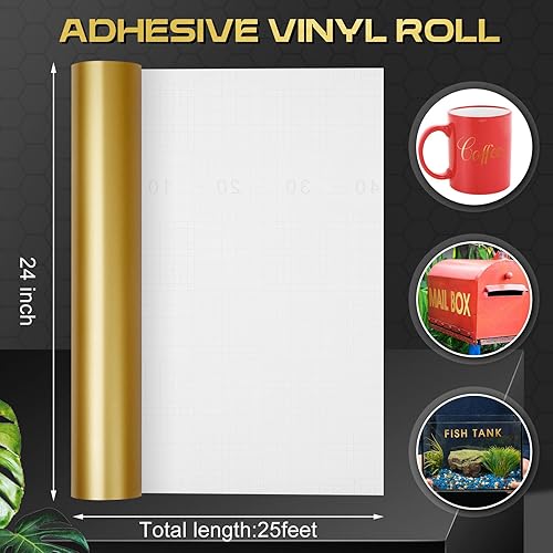 Miniatura 10 de Gueevin Rollo de vinilo mate de 24 pulgadas x 50 pies, rollos de vinilo permanente autoadhesivo para decoración del hogar, taza y cerámica,