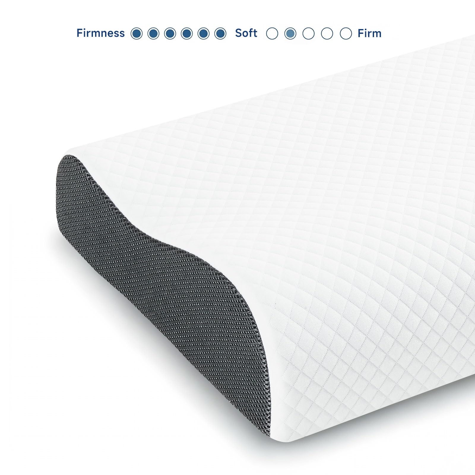 Cuscino cervicale in memory foam per supporto cervicale, cuscino ortopedico ergonomico per chi dorme sul lato posteriore, 150 fori traspiranti, certificazione Oeko-TEX e CertiPUR-US, 60 x 35 x