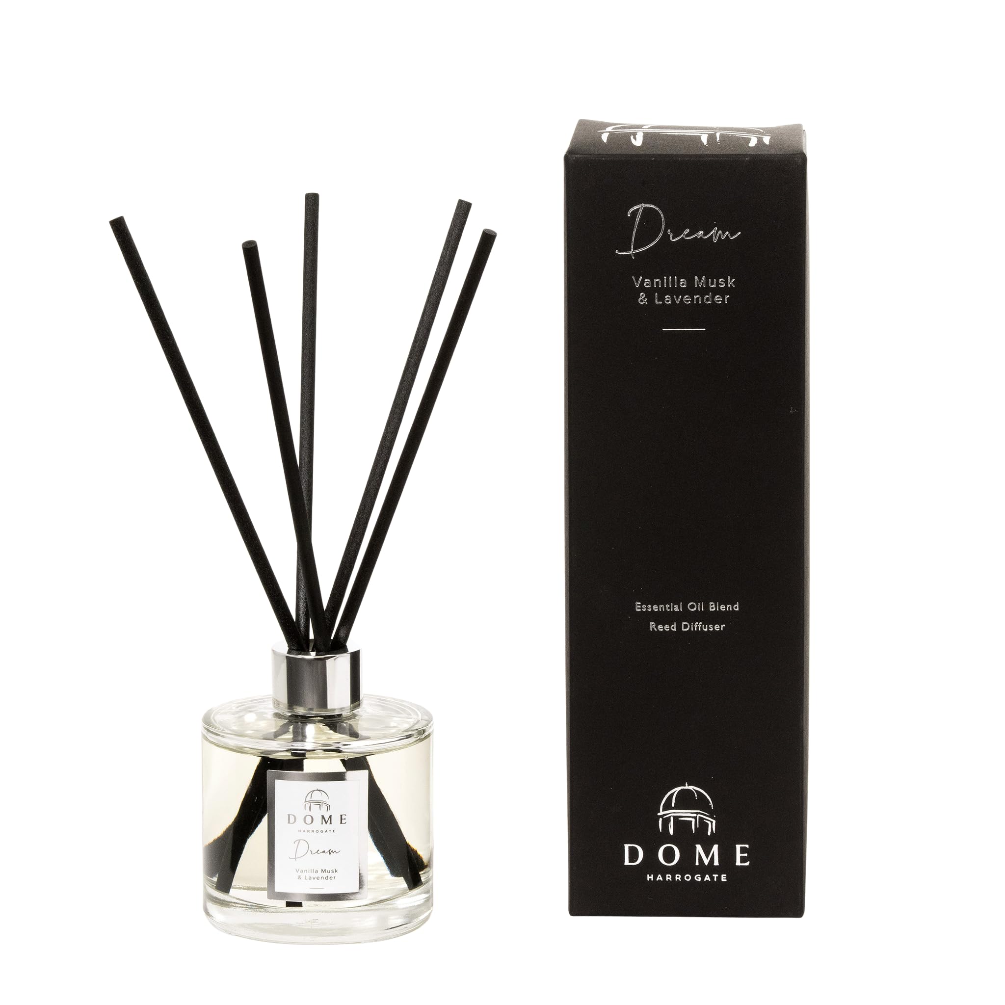 Dome of Harrogate DREAM Vanilla Musk & Lavender Reed Diffuser – 200ml – Relaxing, Calming Fragrance for Stress Relief & Unwinding – 6-9 Months of Use