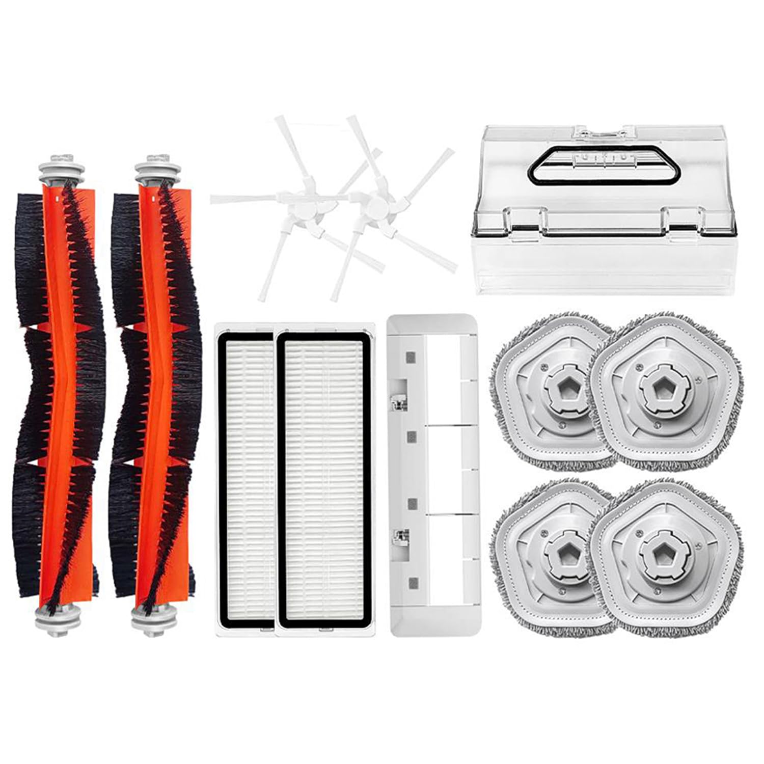 Ersatz-Zubehör-Set, kompatibel mit Xiaomi Dreame Bot W10/W10 Pro, Ersatzteile, Staubsaugerroboter-Zubehör, HEPA-Filter, Hauptseitenbürste, Wischtuchmatte (12 Stück)