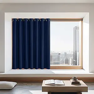 NICETOWN Navy Blue Blackout Curtain for Boys Room, Grommet Privacy Window Treatment Thermal Insulated Room Darkening Sliding Glass Door Drape for Bedroom, 1 Panel, W100 x L72