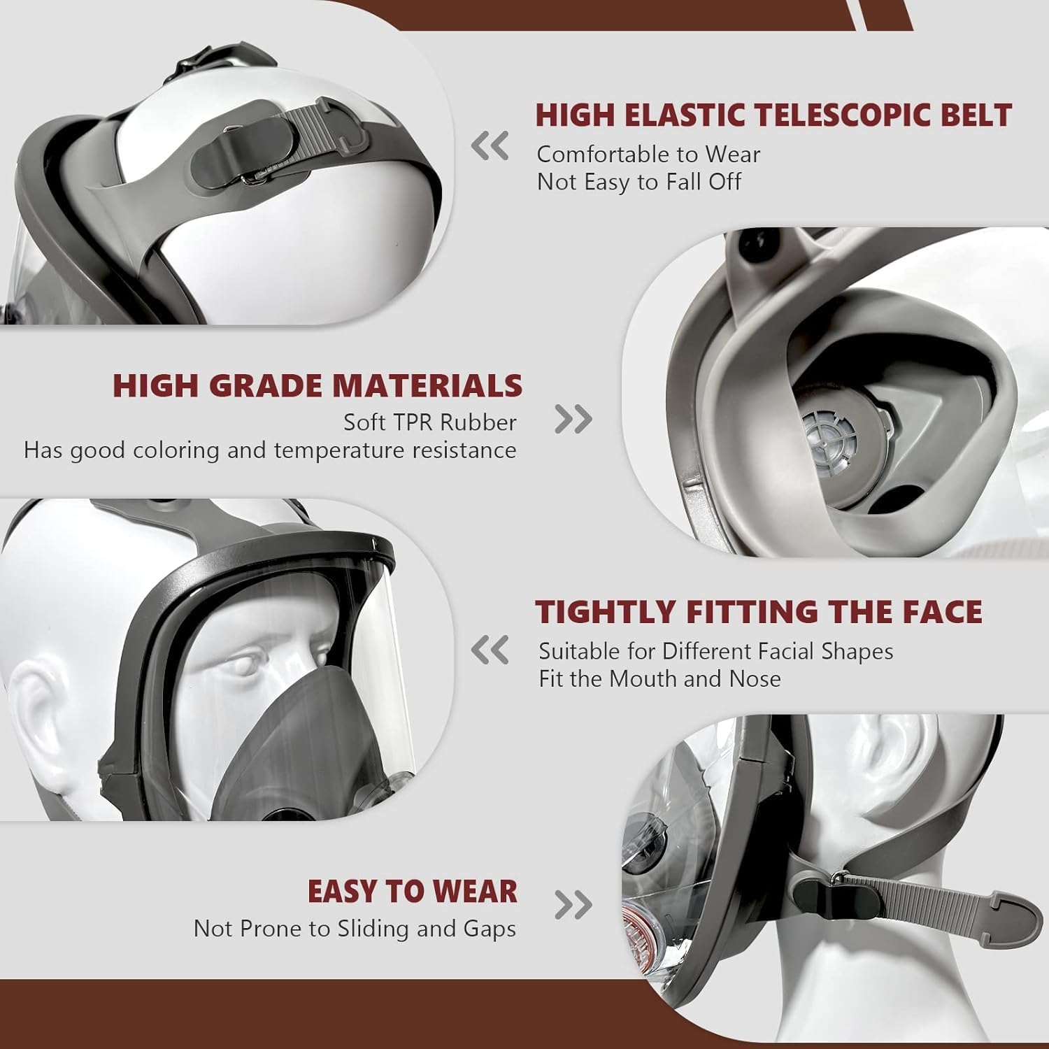 Gas Masks Survival Nuclear and Chemical,Full Face Respirator for Spray Paint,Chemical,Epoxy Resin,Grinding work.