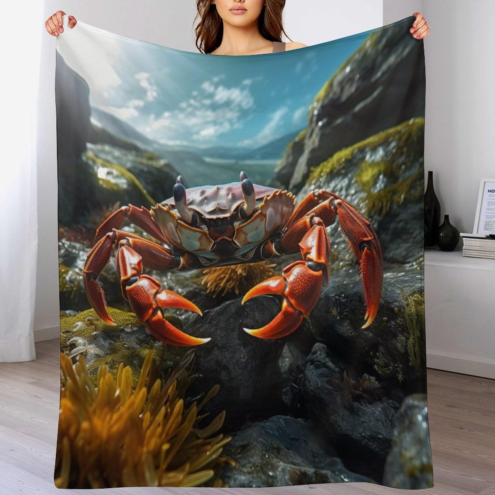 Couverture crabe douce contre le froid hivernal sur votre canapé de séjour
