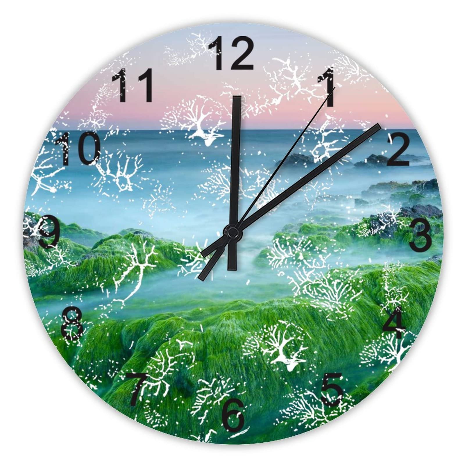Horloge murale silencieuse pour retrouver le calme : décor de plage 40 cm