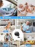 Mini WiFi Caméra, petites caméras sans fil magnétiques,4K 1080P Smart App 2.4Ghz,140° Angle large,AI Détection de mouvement Alarme et vision nocturne pour la sécurité à domicile Caméras pour animaux Contrôle de l'application