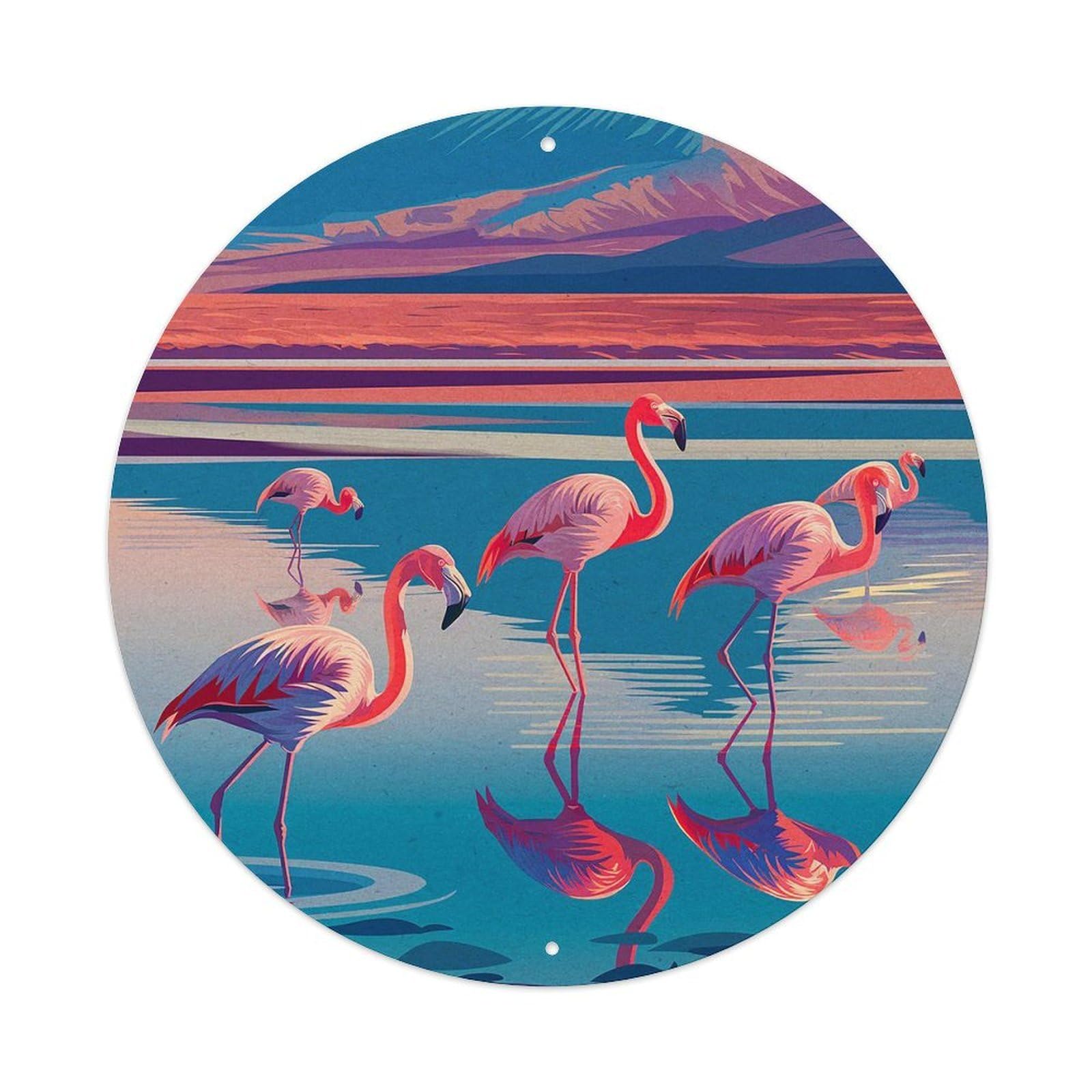 Vintage Travel Visit Chile South America Flamingos Landscape Vintage Metal Tin Sign Plaque Wall Decor for Cafe, Club Bar, Office, Garden Metal Poster 8x8Inch