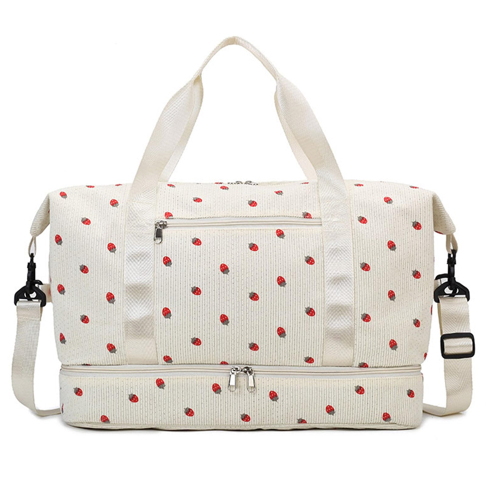 Sporttasche für Damen, Faltbare Reisetasche Weekender, Wochenendtasche, Fitnesstasche mit Schuhfach und Nassfach, 20-35L (Beige)