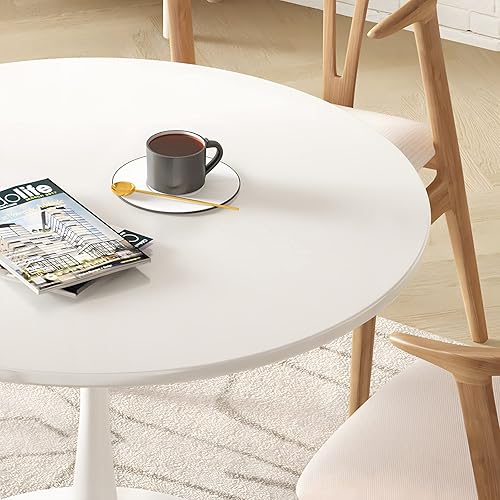 Miniatura 10 de DKLGG Mesa de Comedor Redonda Blanca, Mesa de Comedor de Cocina Tulip de 31.5" para 2-4 Personas con Tablero de MDF y Base de Pedestal, Diseño