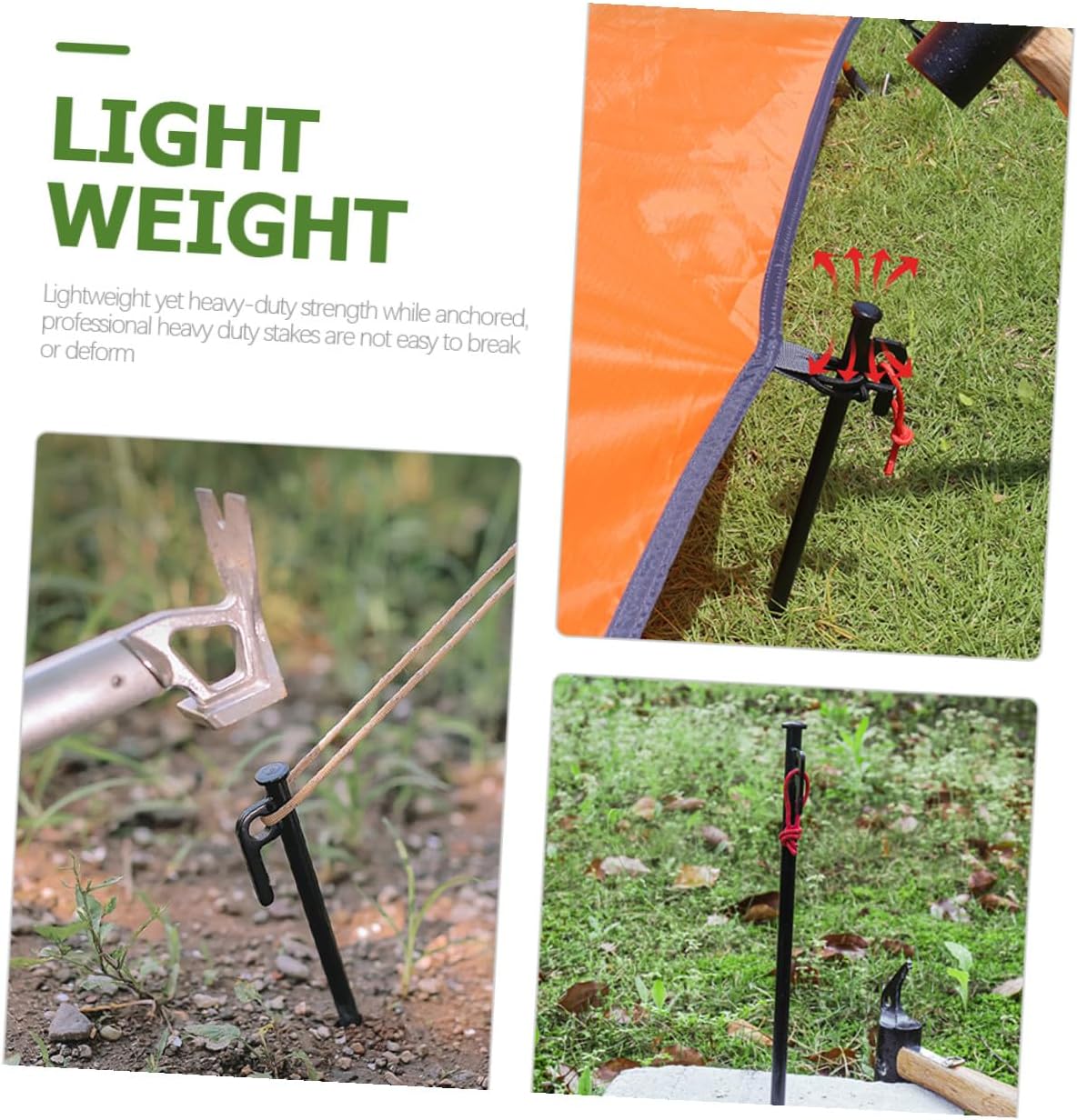 Heavy Duty Tent Stakes Set 8pcs Black 30cm Ground Pegs with Storage Bag for Outdoor Camping and Tent Anchoring