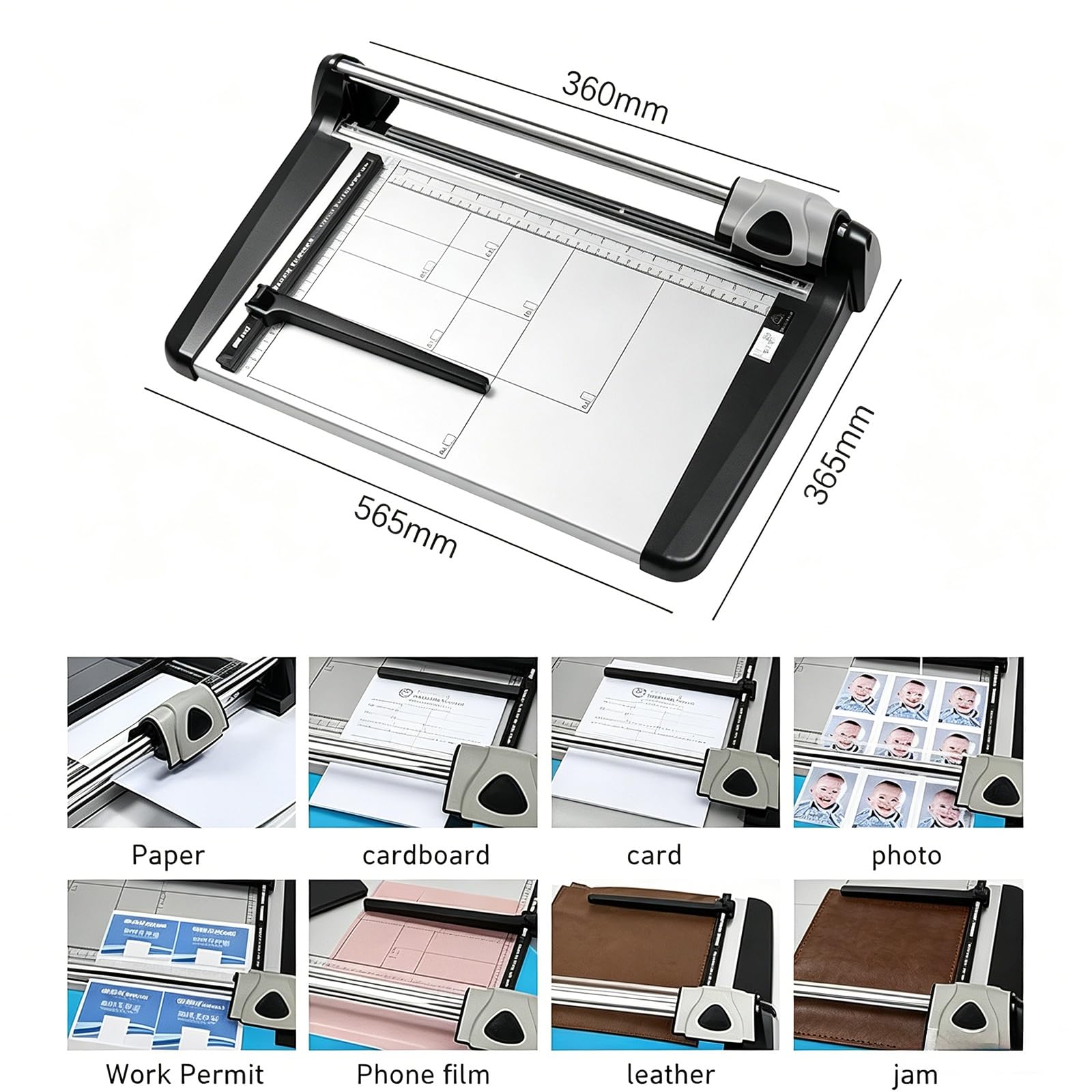 Cortadora de papel rotativa, máquina de corte de precisión resistente con cortador rodante de acero al carbono, capacidad de 15 hojas para A4, A3, A2, para fotos, cartulina, película, oficina y uso