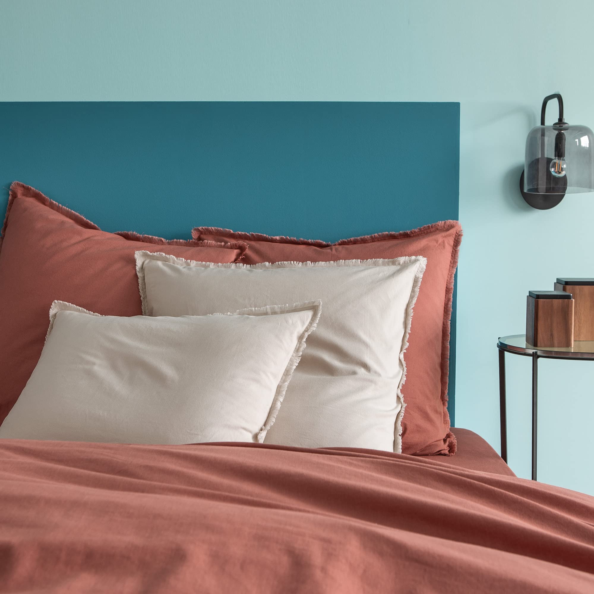 MATT & ROSE Housse de Couette Coton LAVÉ Unie 100% Coton | Terre cuite | 260x240 cm | Chambre adulte, lit 2 places | Coton lavé doux au toucher | Fermeture boutons | Certifié Oeko-Tex