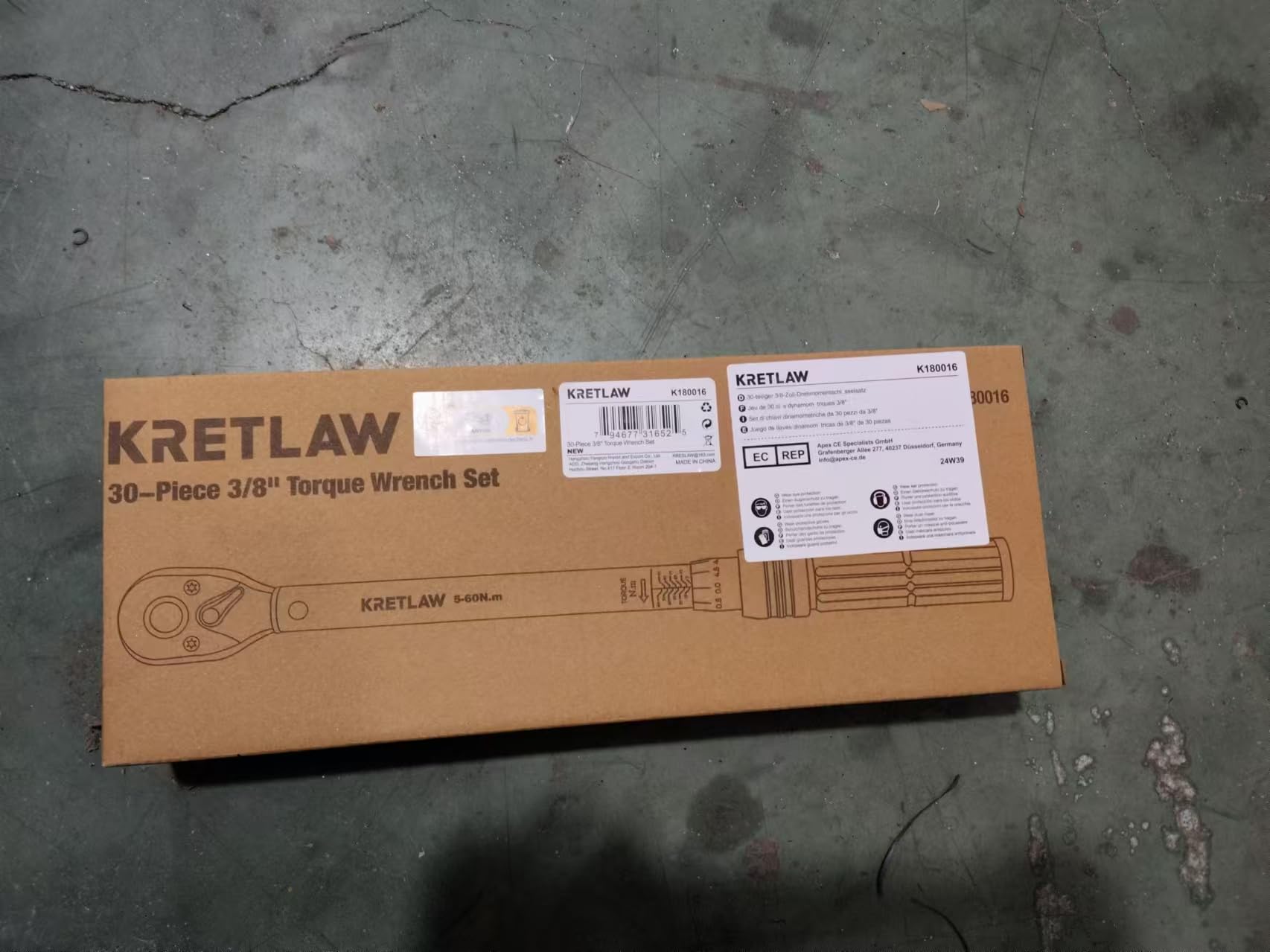 KRETLAW Juego de Llave Dinamométrica de 30 Piezas, Llave de Torque de 3/8" (5-60 Nm), Trinquete de 72 Dientes, Precisión ±3% con Extensiones, Vasos y Adaptador
