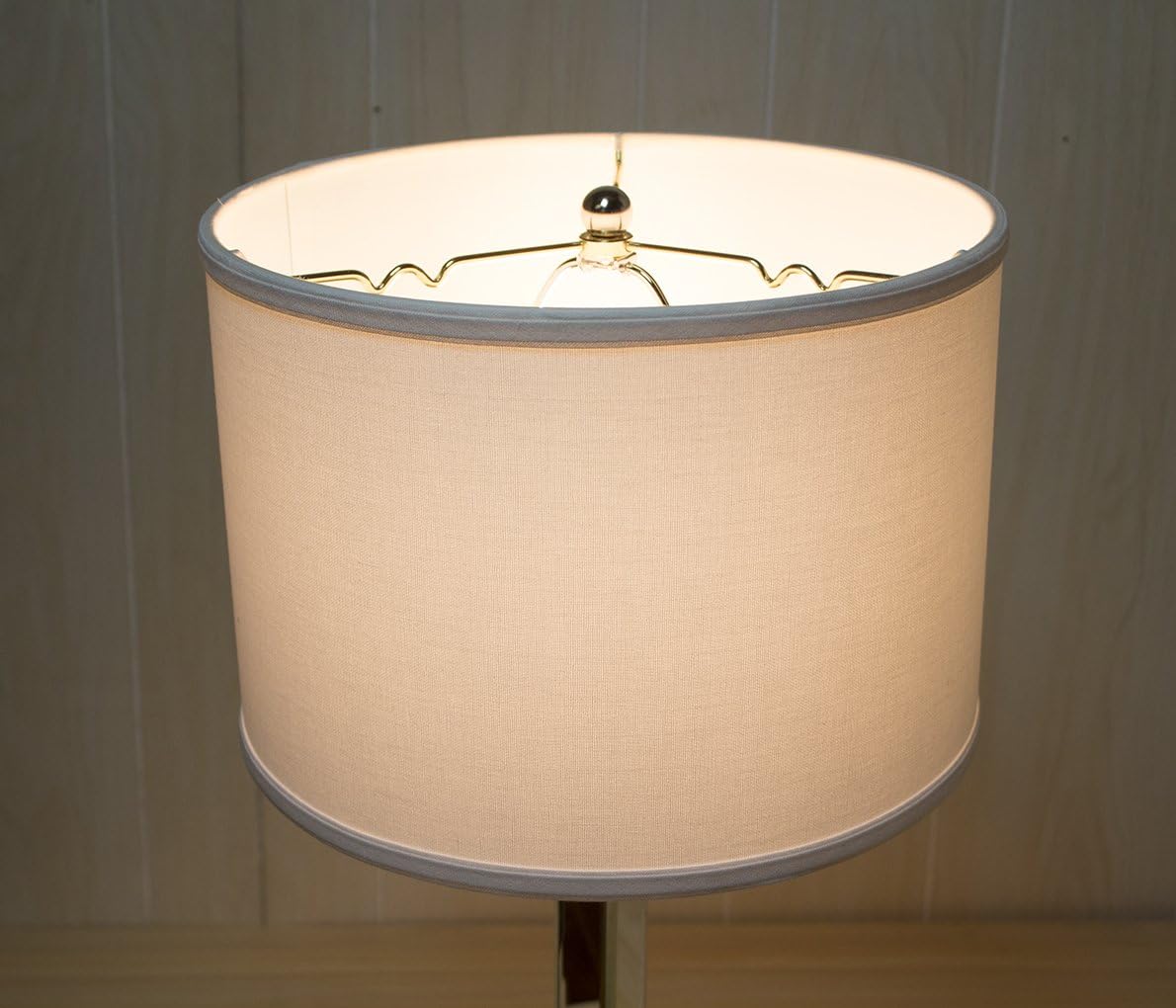 14x14x10 Drum Lampshade Premium White Linen with Brass Spider fitter - Perfect for table and Desk lamps - Medium, White