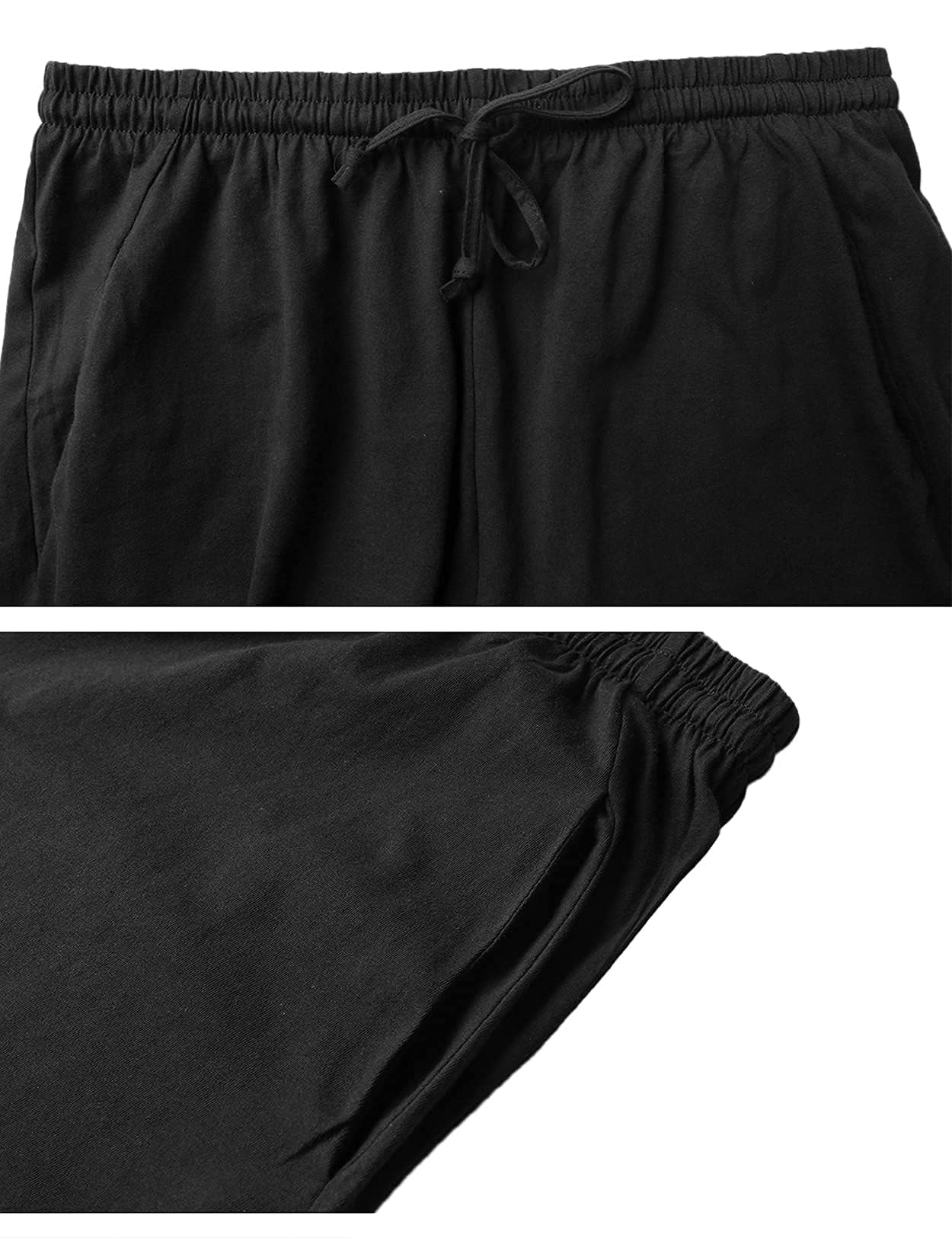 Herren Schlafanzughose Baumwolle Kurz Pyjamahose Schlafhose Schlafshorts Sommer Bermudahose Männer Sommer Loungewear mit Seitentaschen S-XXL