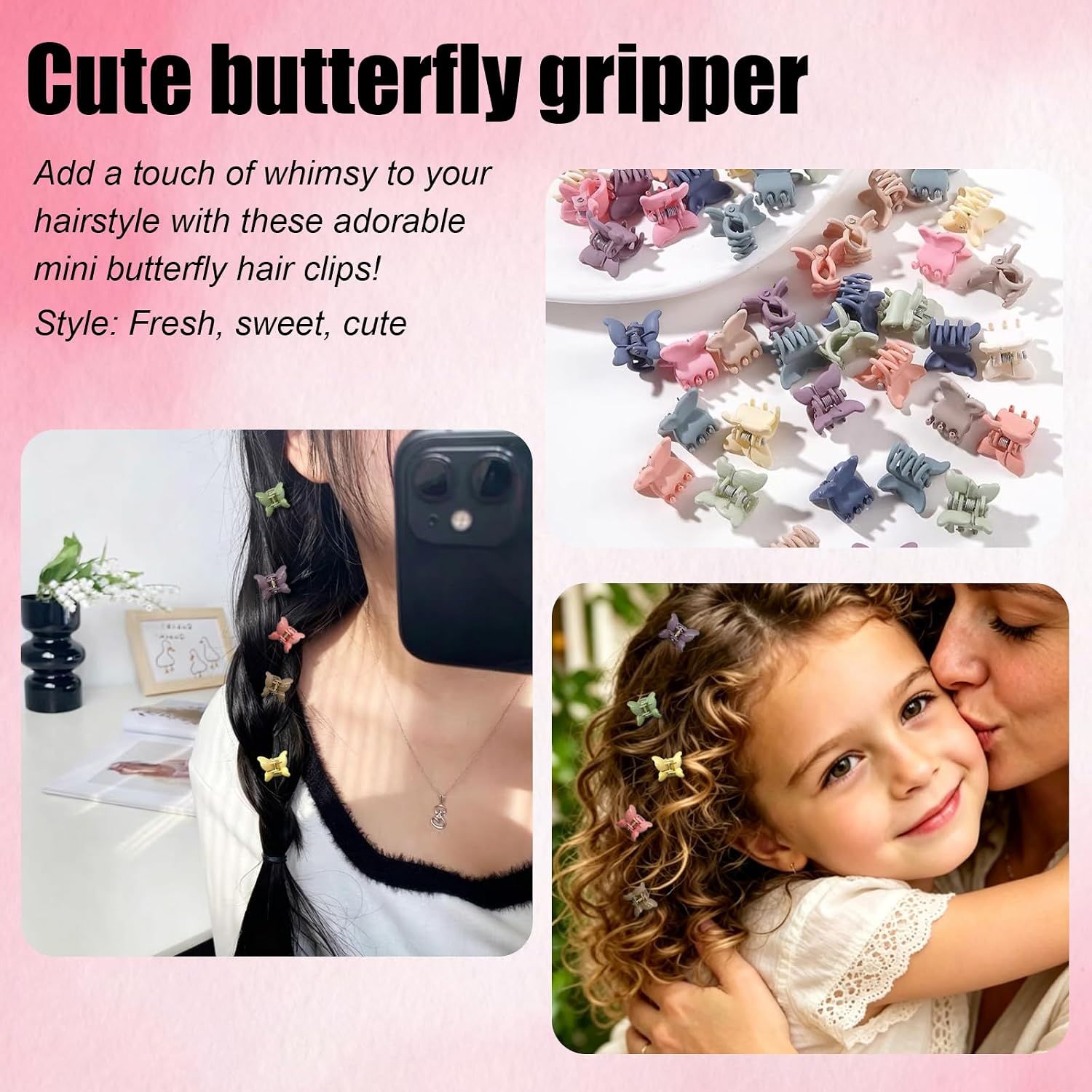 140 Pcs Mini Hair Clips, Flower Butterfly Small Daisy Hair Clips Small Claw Clips With Organizer Box Cute Hair Accessories