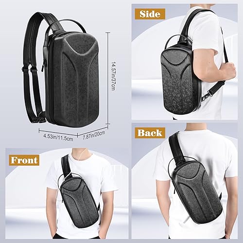 Miniatura 7 de MoKo Funda de transporte para consola de vapor y accesorios, funda de transporte rígida 3D impermeable, mochila cruzada de hombro con múltiples