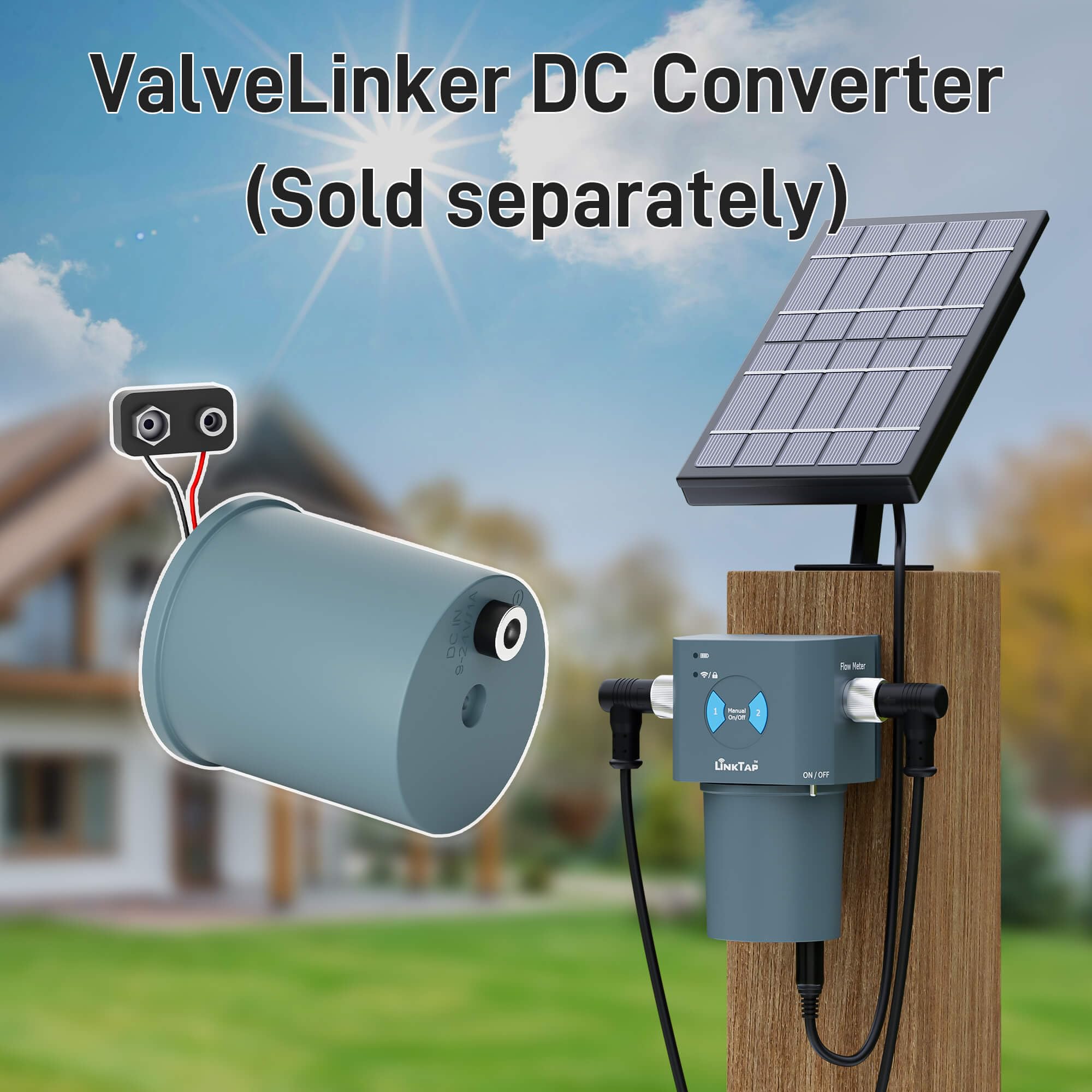 LinkTap T1 Programmatore Irrigazione 2 Vie e Gateway, Alimentazione Flex | 2 Contalitri, Irrigazione per Volume/Durata/Meteo, Rilevamento Guasti & Perdite, Antigelo, Superiore al Wi-Fi, IP66, Alexa