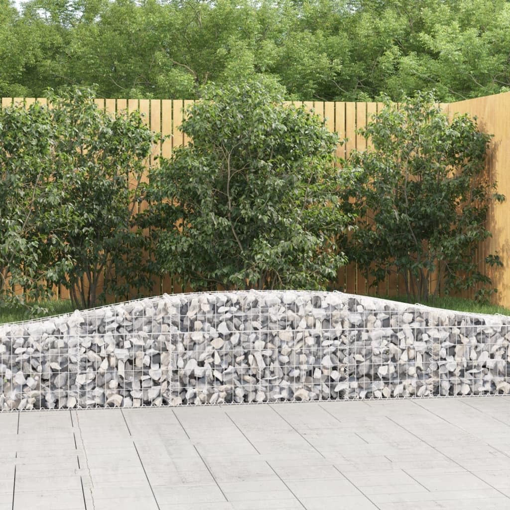8er Set Gabionen mit Hochbogen 400x30x40/60 cm Verzinkter Draht | Formstabile Drahtkörbe für Terrasse und Gartenbau, ideal als dekorativer Sichtschutz und Begrenzung im Außenbereich.