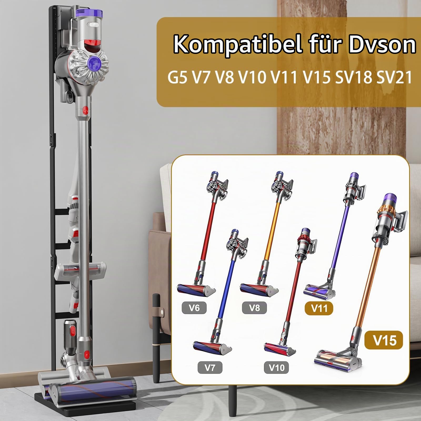 OUTBROS Staubsauger Ständer, Kompatibel für Dyson, Schwarz