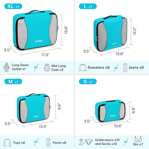 Miniatura 2 de Gonex Packing Cubes for suitcase, 9 Set Lightweight Travel Luggage Packing Organizers with Laundry Bags Travel Essentials Travel Bags for Carry on