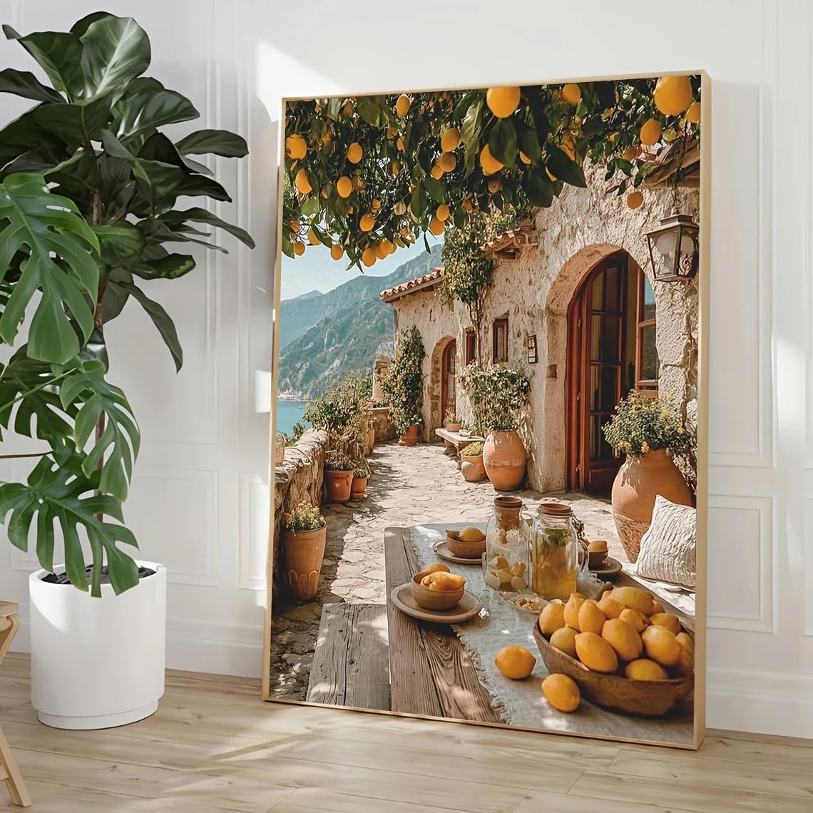 LTjiajuypd Lemon Tree Vertical Canvas Prints Painting Coastline Landscape Wall Art For Home, Office(35x50cm)