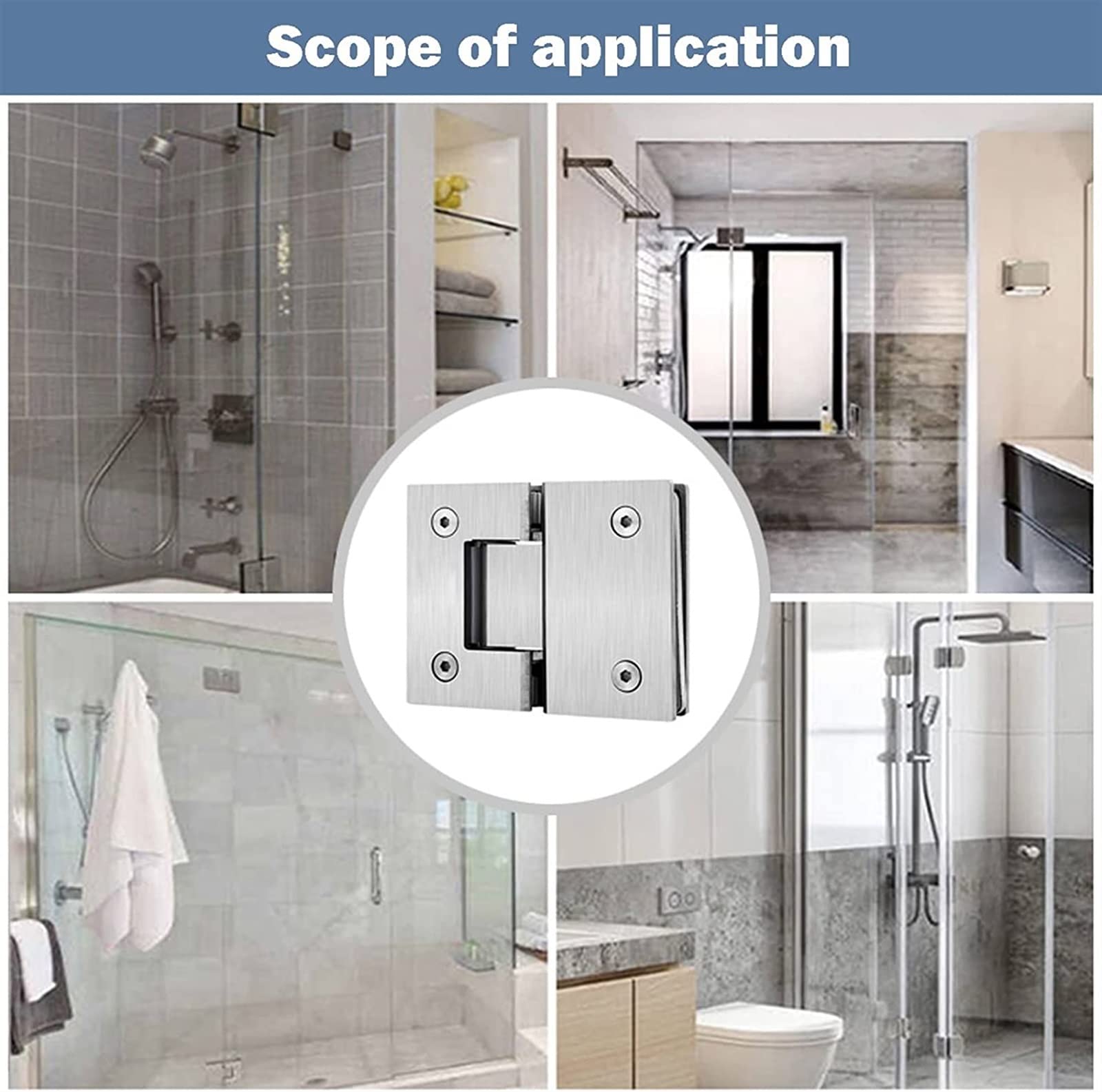 Bisagras para puertas de ducha sin marco, Abrazadera for bisagra de puerta de vidrio, paquete de 2 bisagras for mampara de ducha con puerta batiente de 8-12 mm, abrazadera de vidrio de baño bidireccio