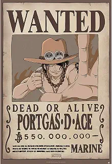 One Piece Poster Wanted Portgas D. Ace (61cm x 91,5cm)