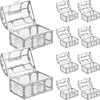 Vista 10 de GALPADA 10 cajas de dulces de cofre del tesoro dorado, recipientes de plástico para recuerdos de boda, suministros de fiesta para almacenamiento